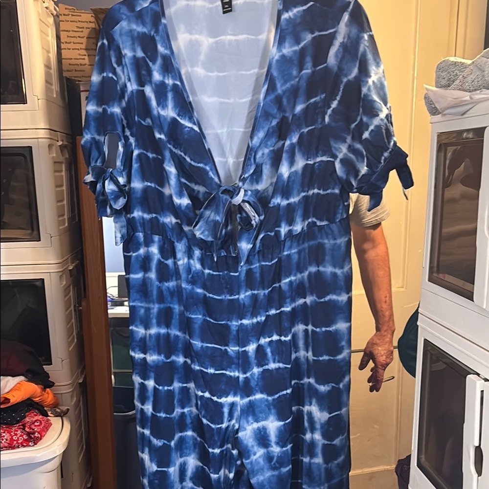 Blue Tie-Dye women’s plus One Piece 3 xl
